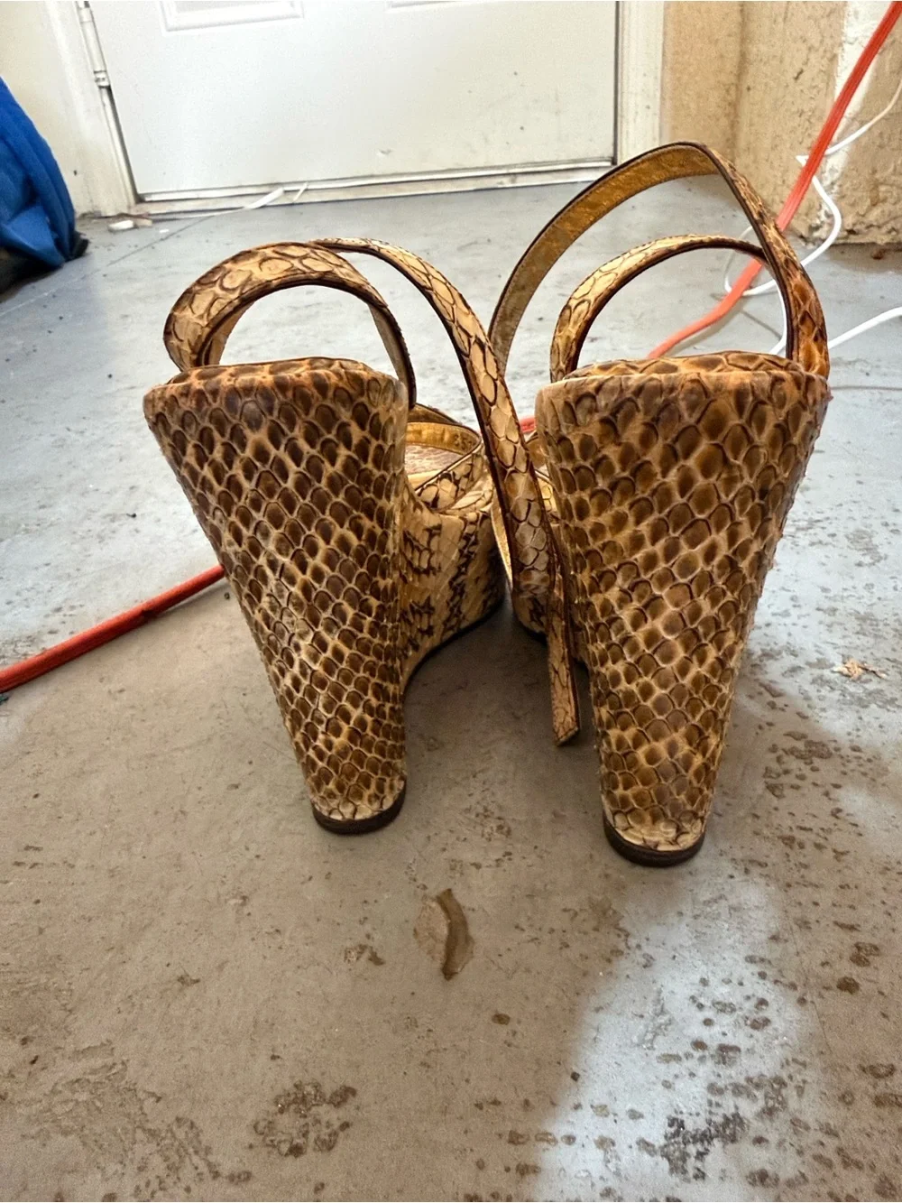 Dolce & Gabbana Beige Snakeskin Platform Sandals